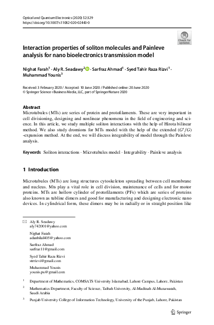 (PDF) Interaction properties of soliton molecules and Painleve analysis ...