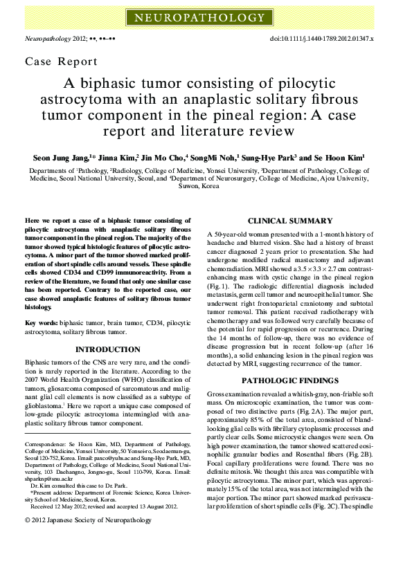 (PDF) A biphasic tumor consisting of pilocytic astrocytoma with an ...