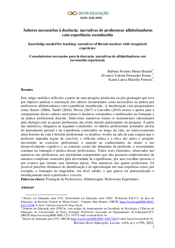 (PDF) Saberes necessários à docência