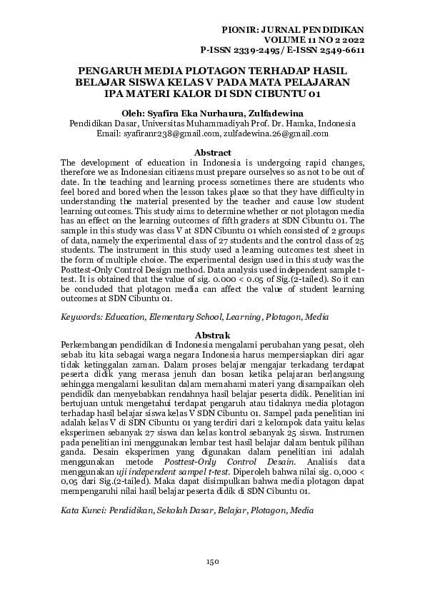 (PDF) Pengaruh Media Plotagon Terhadap Hasil Belajar Siswa Kelas V Pada ...