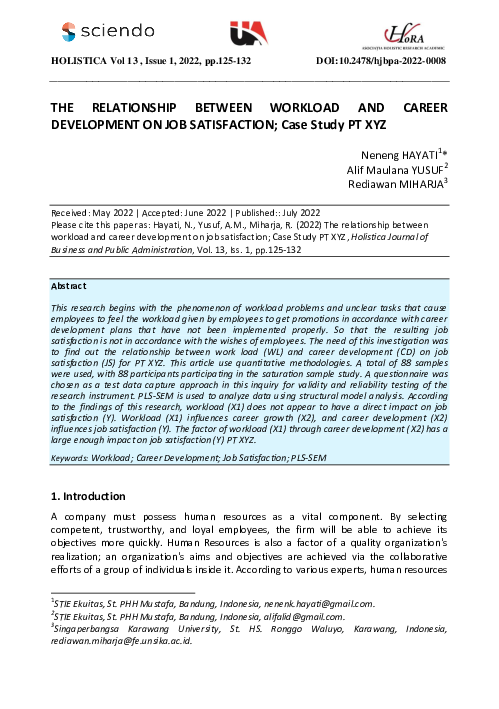 (PDF) The Relationship Between Workload and Career Development on Job ...