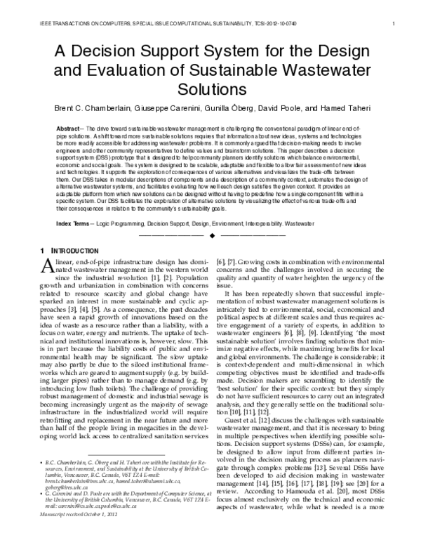 (PDF) A Decision Support System for the Design and Evaluation of ...