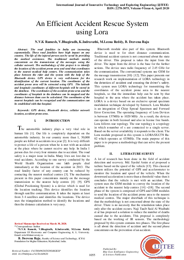 (PDF) An Efficient Accident Rescue System using Lora