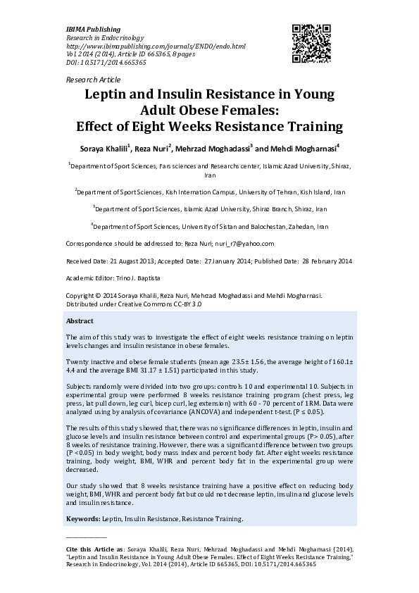 (PDF) Leptin and Insulin Resistance in Young Adult Obese Females ...