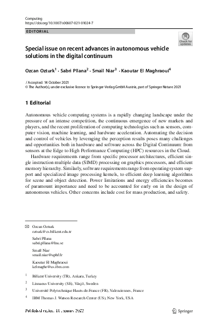 (PDF) Special issue on recent advances in autonomous vehicle solutions ...