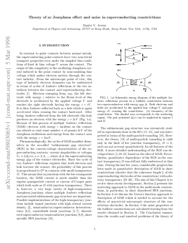 (PDF) Theory of ac Josephson effect and noise in superconducting ...