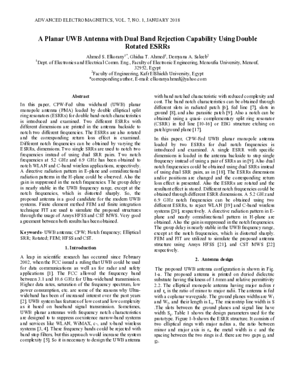 (PDF) A Planar UWB Antenna with Dual Band Rejection Capability Using ...