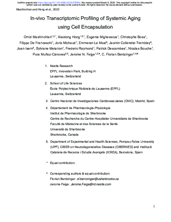 (PDF) In Vivo Transcriptomic Profiling using Cell Encapsulation ...