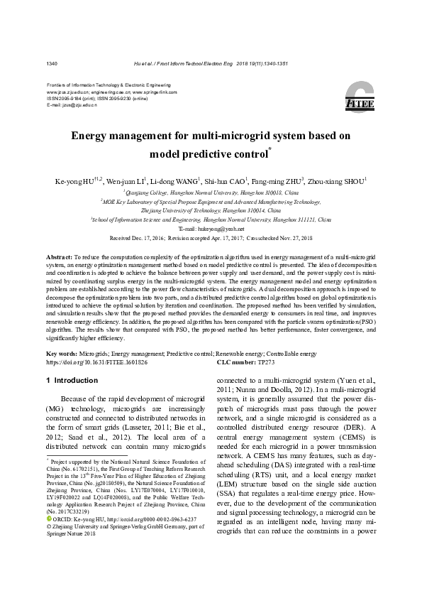 (PDF) Energy management for multi-microgrid system based on model ...