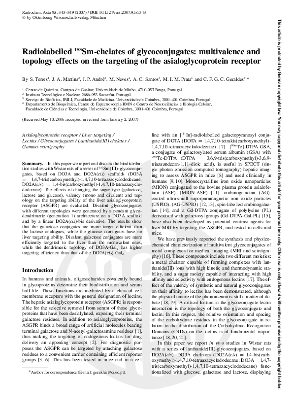 (PDF) Radiolabelled 153Sm-chelates of glycoconjugates: multivalence and ...