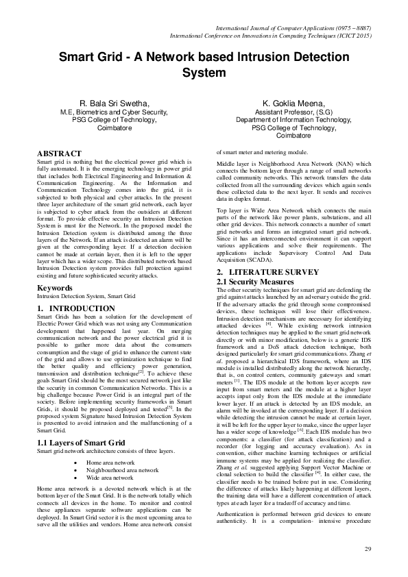 (PDF) Smart Grid - A Network based Intrusion Detection System