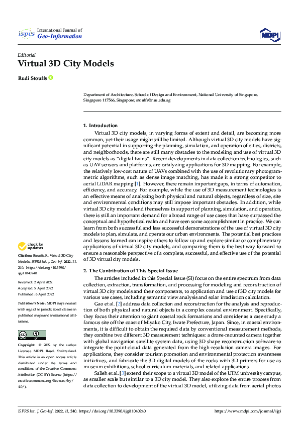 (PDF) Virtual 3D City Models