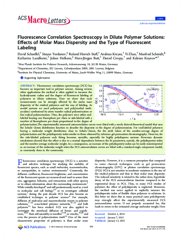 (PDF) Fluorescence Correlation Spectroscopy in Dilute Polymer Solutions ...