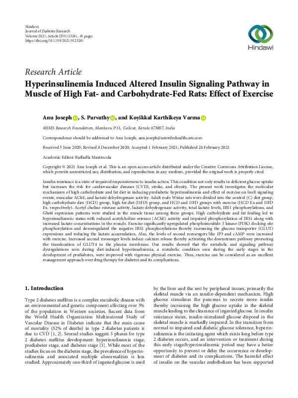 (PDF) Hyperinsulinemia Induced Altered Insulin Signaling Pathway in ...