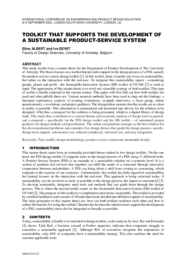 (PDF) Toolkit That Supports the Development of a Sustainable Product ...