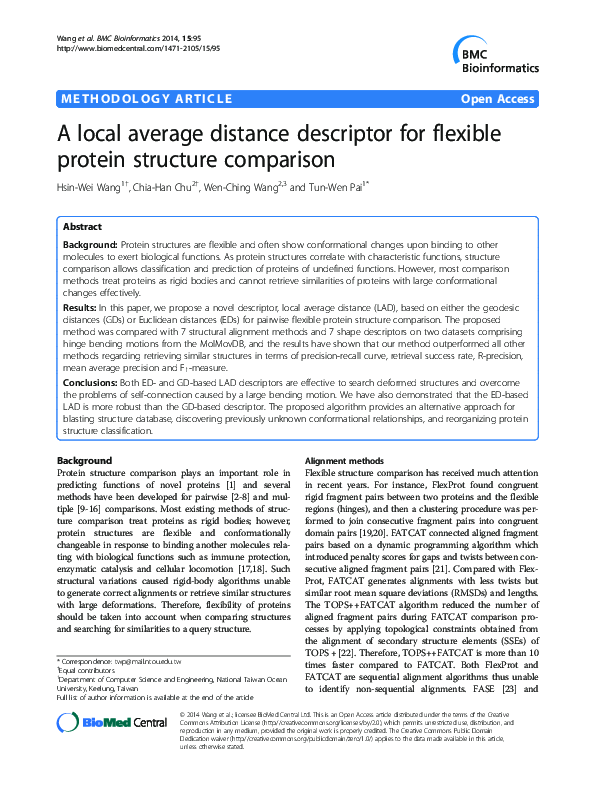 (PDF) A local average distance descriptor for flexible protein ...
