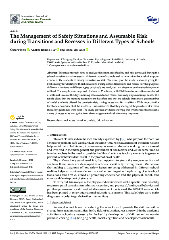 (PDF) The Management of Safety Situations and Assumable Risk during ...