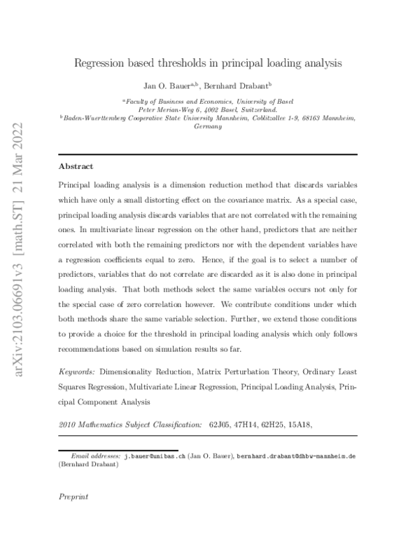 (PDF) Regression based thresholds in principal loading analysis ...