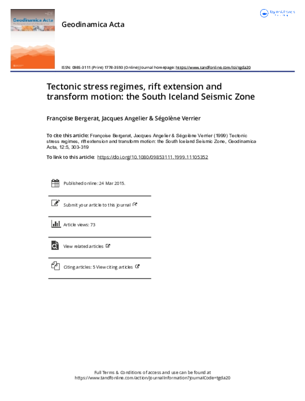 (PDF) Tectonic stress regimes, rift extension and transform motion: The ...