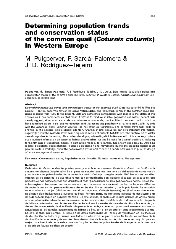 (PDF) Determining population trends and conservation status of the