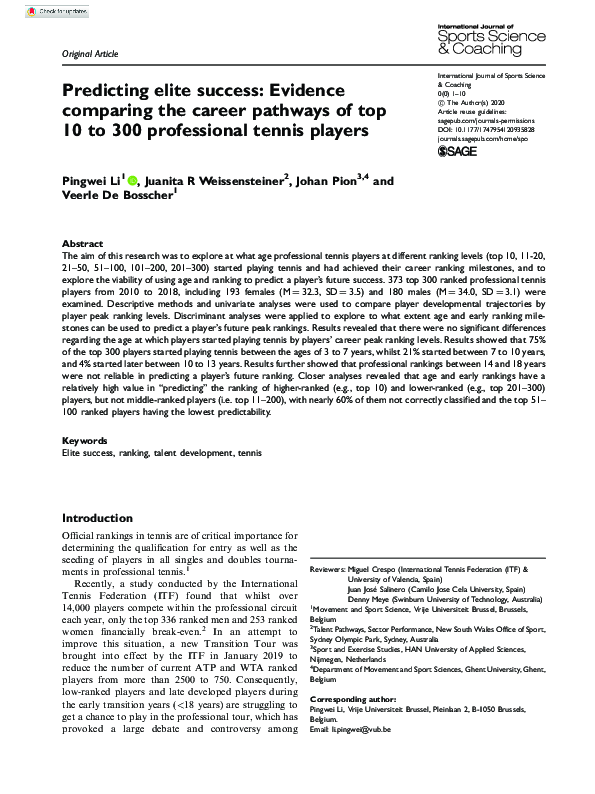 (PDF) Predicting elite success: Evidence comparing the career pathways ...