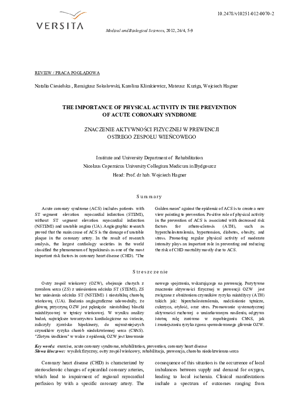 (PDF) The importance of physical activity in the prevention of ...