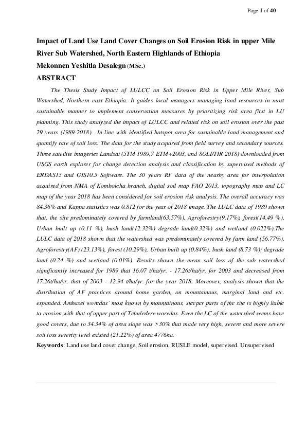 (PDF) Impact of Land Use Land Cover Changes on Soil Erosion Risk in ...