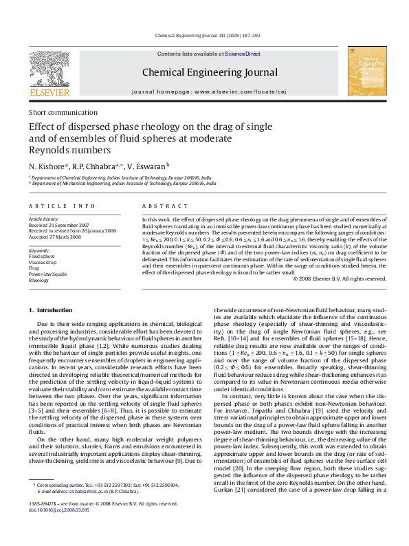 (PDF) Effect of dispersed phase rheology on the drag of single and of ...