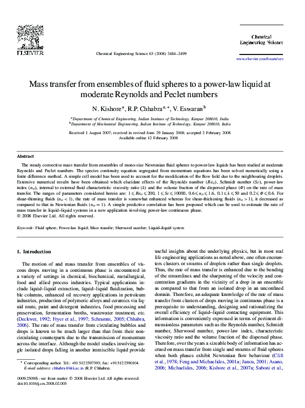 (PDF) Mass transfer from ensembles of fluid spheres to a power-law ...
