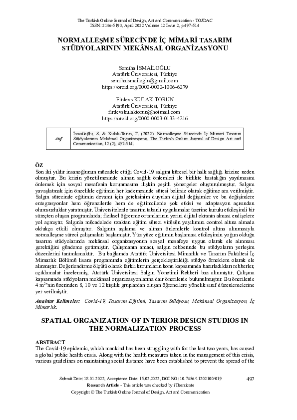 (PDF) Spatial Organization of Interior Design Studios in the ...