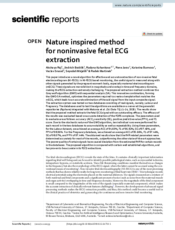 (PDF) Nature Inspired Method for Noninvasive Fetal ECG Extraction