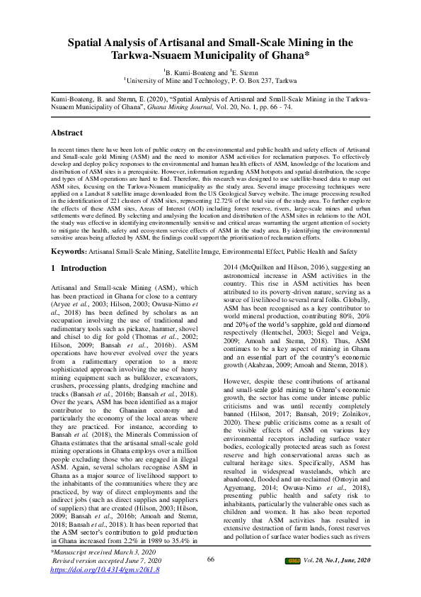 (PDF) Spatial Analysis of Artisanal and Small-Scale Mining in the ...