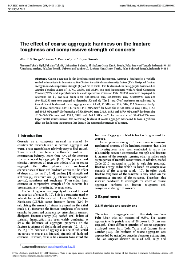 (PDF) The effect of coarse aggregate hardness on the fracture toughness ...