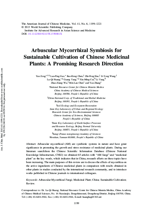 (PDF) Arbuscular Mycorrhizal Symbiosis for Sustainable Cultivation of ...