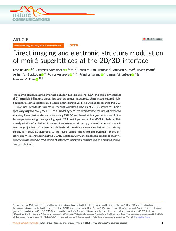 (PDF) Direct imaging and electronic structure modulation of moiré ...