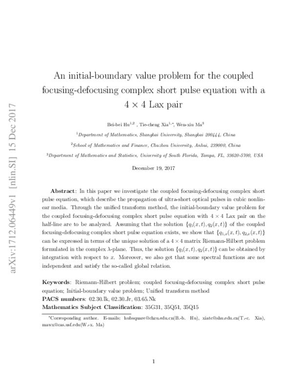 (PDF) An initial-boundary value problem for the coupled focusing ...