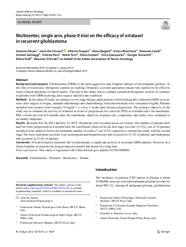 (PDF) Multicenter, single arm, phase II trial on the efficacy of ...
