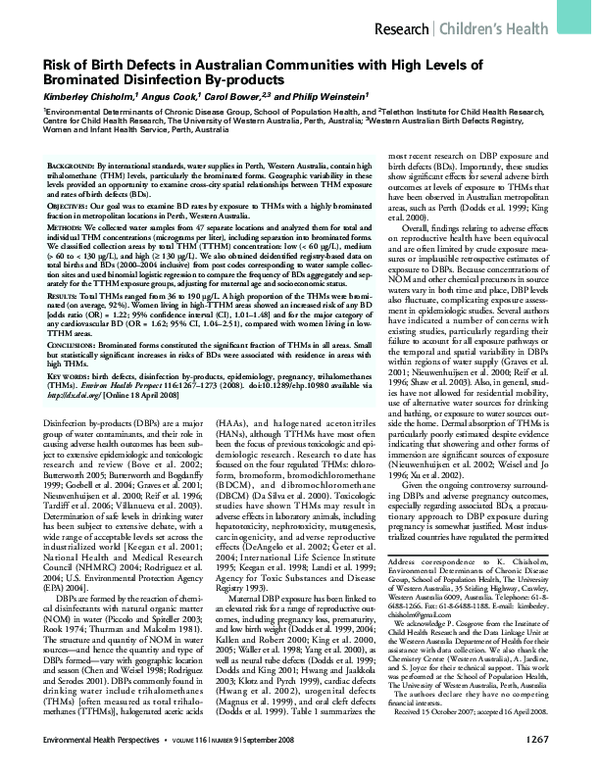 (PDF) Risk of Birth Defects in Australian Communities with High Levels ...