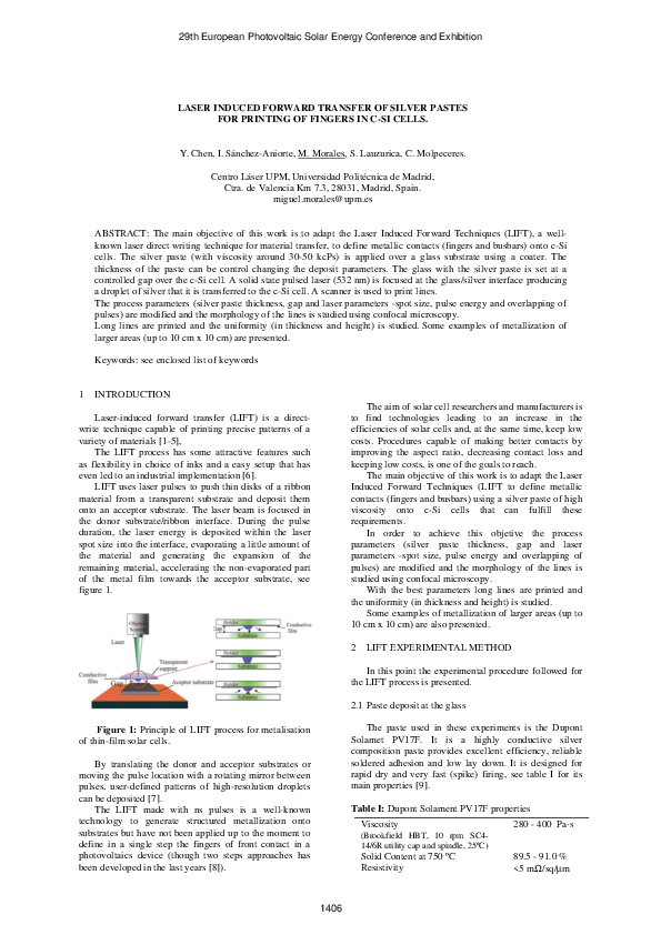 (PDF) Laser Induced Forward Transfer of Silver Pastes for Printing of ...