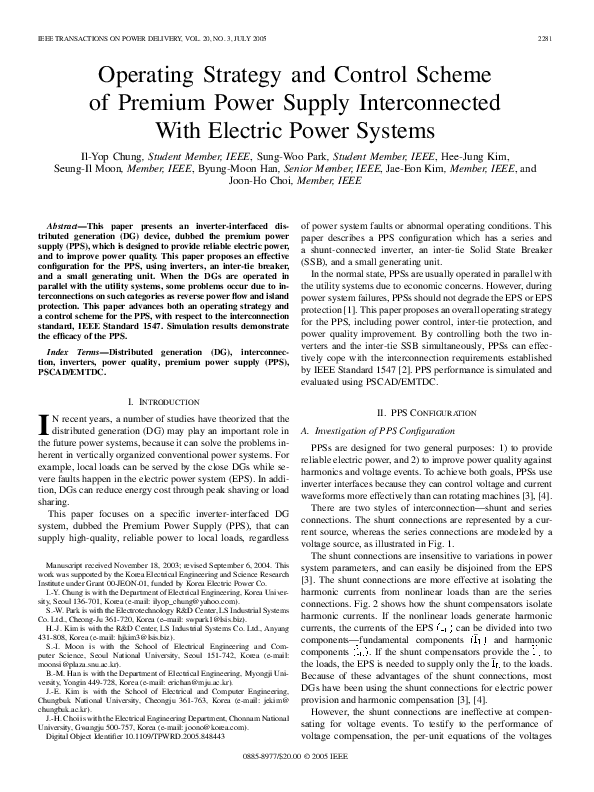 (PDF) Operating Strategy and Control Scheme of Premium Power Supply ...