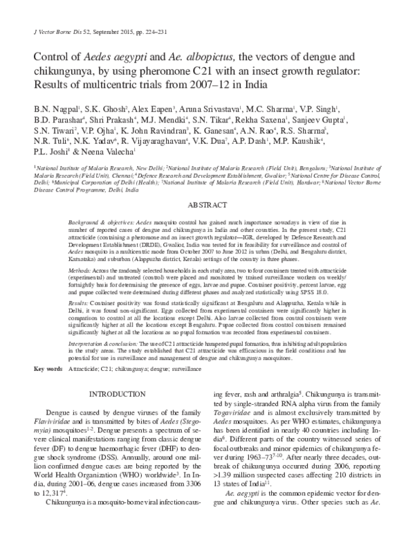 (PDF) Control of Aedes aegypti and Ae. albopictus, the vectors of ...