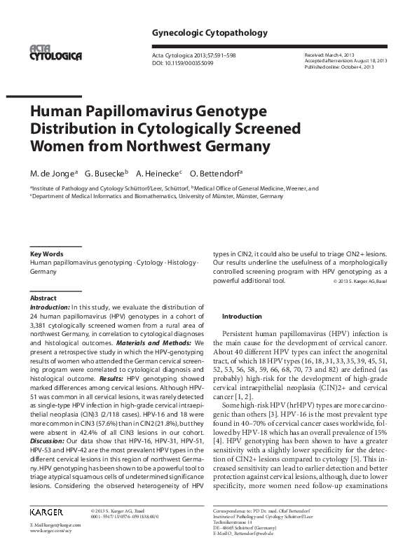 (PDF) Human Papillomavirus Genotype Distribution in Cytologically ...