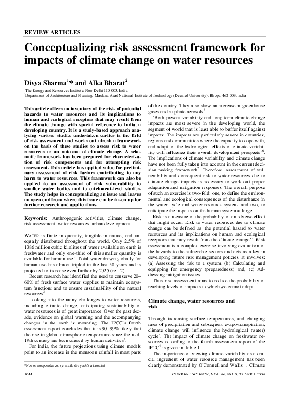 (PDF) Conceptualizing Risk Assessment Framework for Impacts of Climate ...