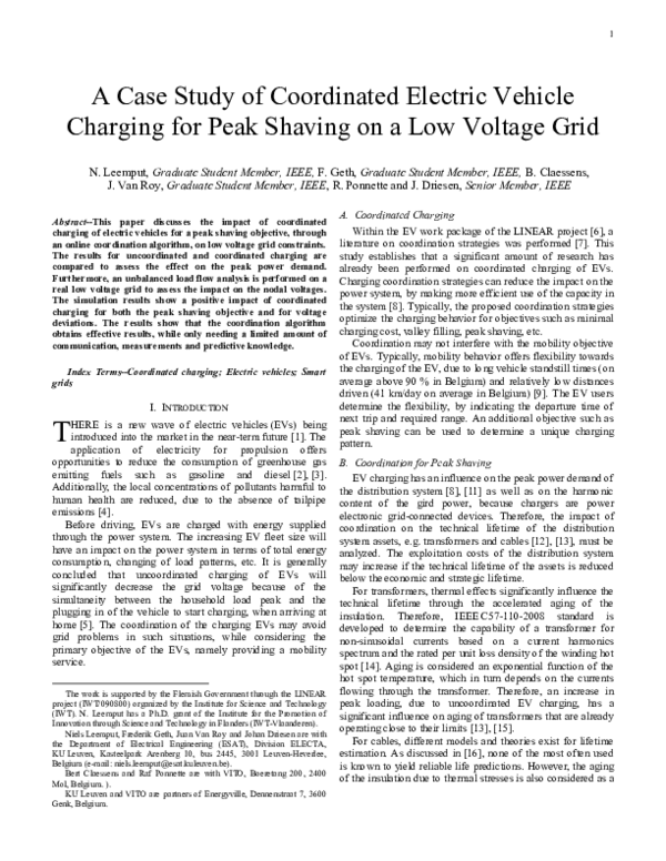 (PDF) A case study of coordinated electric vehicle charging for peak ...