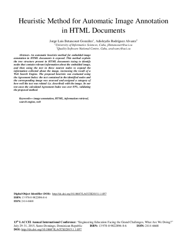 (PDF) Heuristic method for automatic image annotation in HTML documents