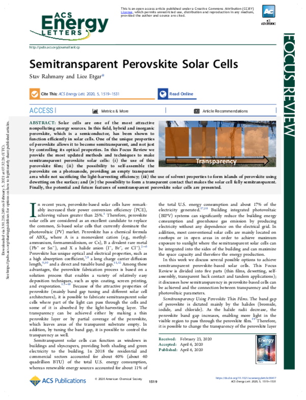 (PDF) Semitransparent Perovskite Solar Cells