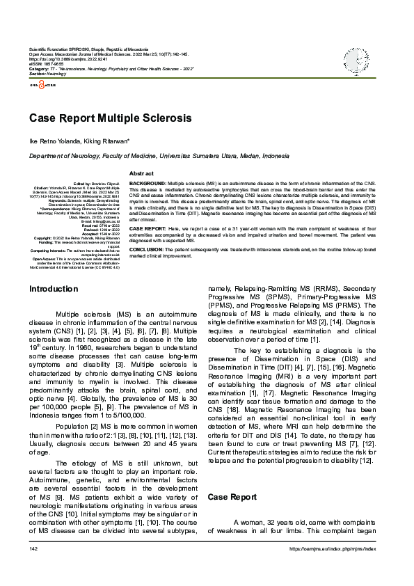(PDF) Case Report Multiple Sclerosis