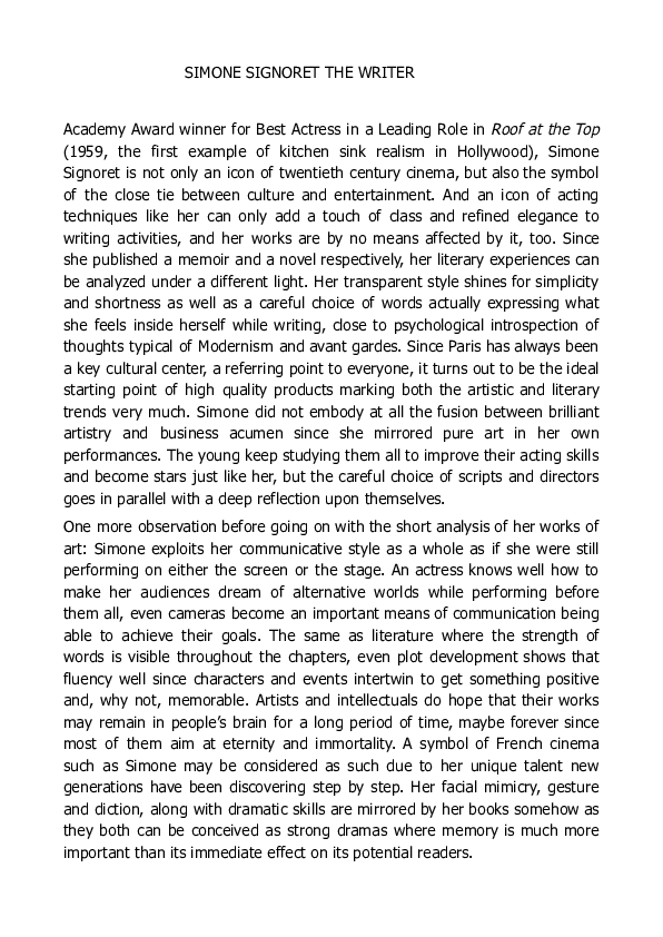 (PDF) SIMONE SIGNORET THE WRITER
