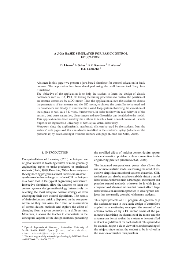 (PDF) A Java Based Simulator for Basic Control Education
