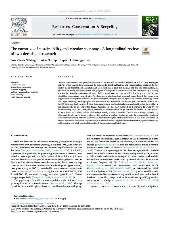 (PDF) The narrative of sustainability and circular economy - A ...